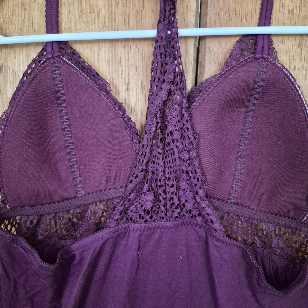 Daisy Fuentes Plum Purple Lace Racerback Baby Doll Camisole Top Size Medium - Picture 7 of 11